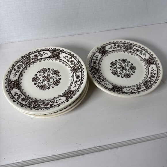 6 Vintage Royal China USA Hampshire Brown 6.5”Bread/Dessert Plates Excellent - Picture 7 of 10